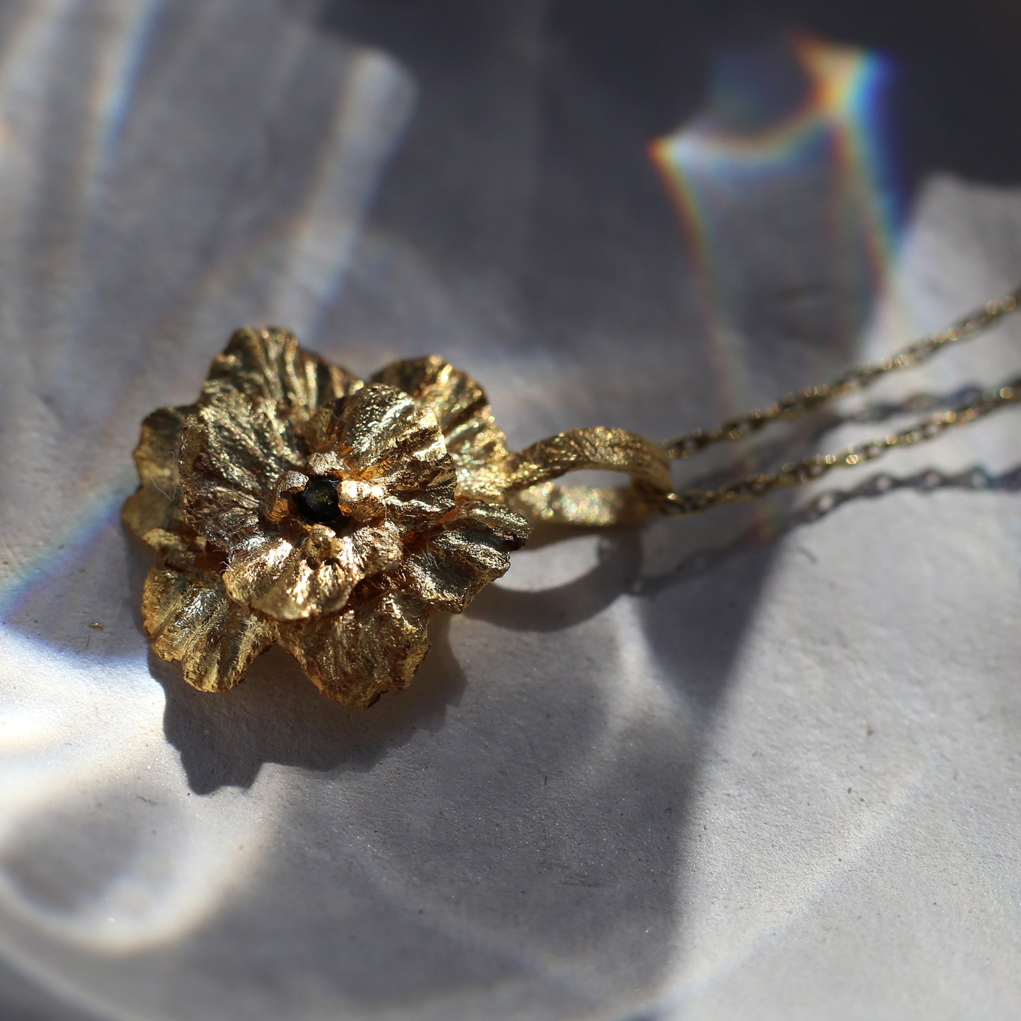 The Clematis Necklace with Dark Green Tourmaline